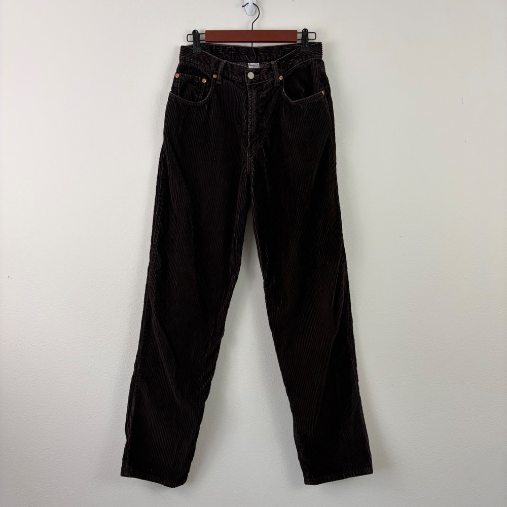 Lucky Brand Vintage Corduroy Pants Dark Brown High Waisted Straight Leg Size 14